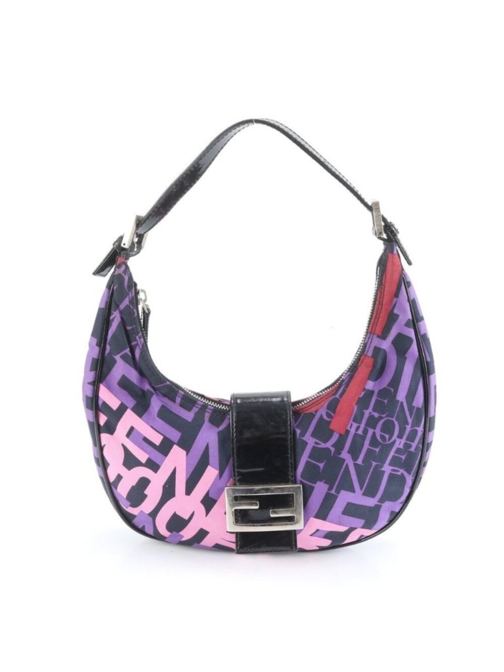 Fendi Leather Canvas Logo Shoulder Bag
